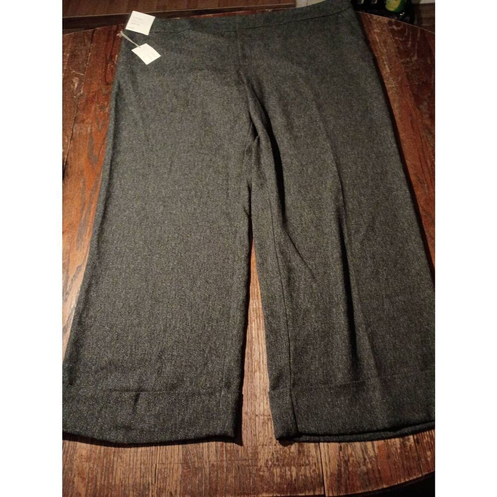 New Size 26W A New Day Straight Stretch High Rise Grey Pants Wide Leg Cuffed Hem